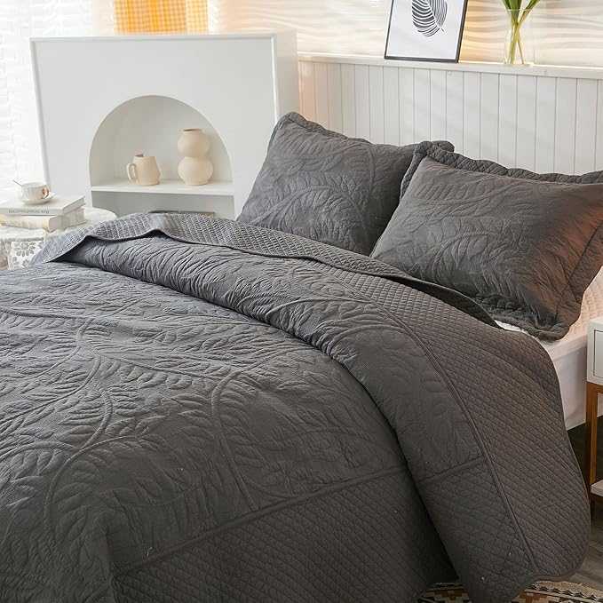 MarCielo 3-Piece 100% Cotton Oversized Bedspread Lightweight Quilt Coverlet - Image 4