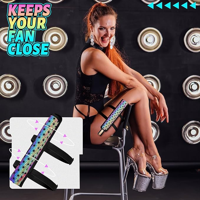 Summer Rave Fan Thigh Holster Rave Fan Holder Folding Hand Pouch Foldable - Image 2