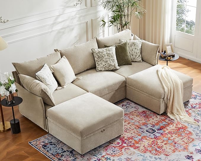 ABCASA 102.6" U Shaped Modular Sectional Sofa, 5 Seater Couch by ABCASA