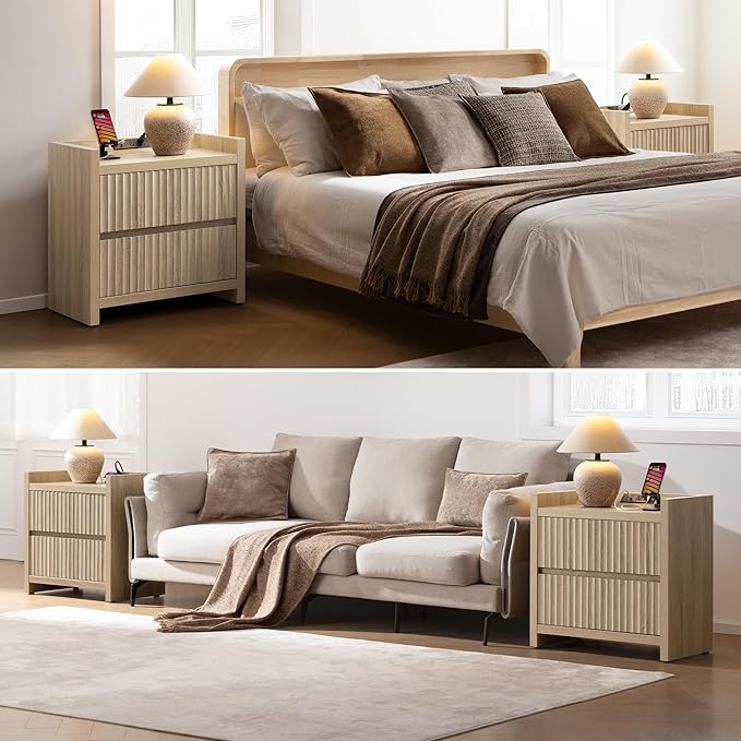 SICOTAS Night Stands Set of 2-Fluted Nightstands - Image 5