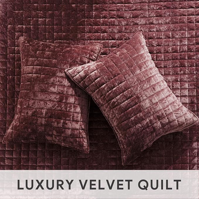 RECYCO Luxury Velvet Quilt Set Full Queen Size Bedding Sets, Ultra Soft Velvet - Image 5