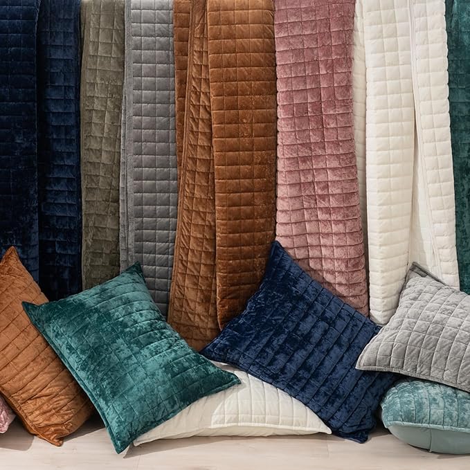 RECYCO Luxury Velvet Quilt Set King Size, Lightweight Velvet Comforter Set - Image 7