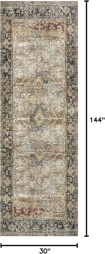 Loloi Layla Collection LAY-03 Olive/Charcoal 2'-6" x 12'-0" .13" Thick Runner - Image 2
