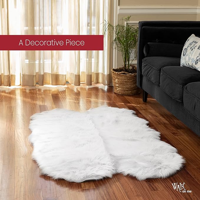 Silky Soft Faux Fur Rug, 3 ft. x 5 ft. White Fluffy Rug, Shaggy Sheepskin Great - Image 4