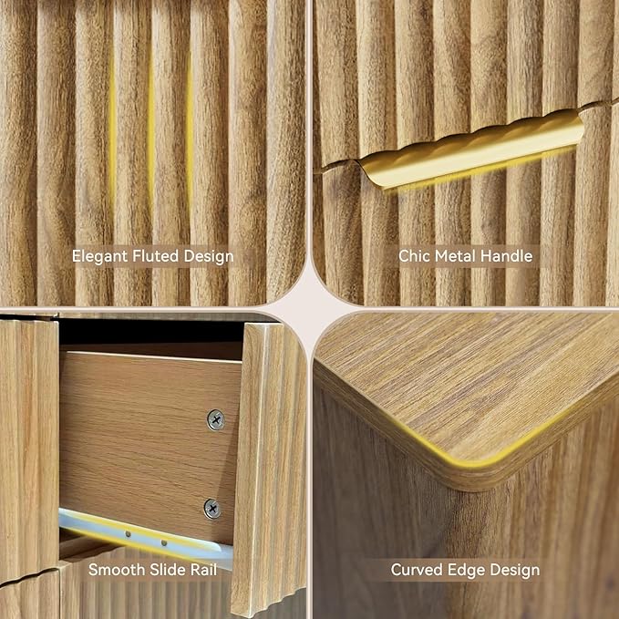 CARPETNAL Fluted 5 Drawers Dresser - Image 5