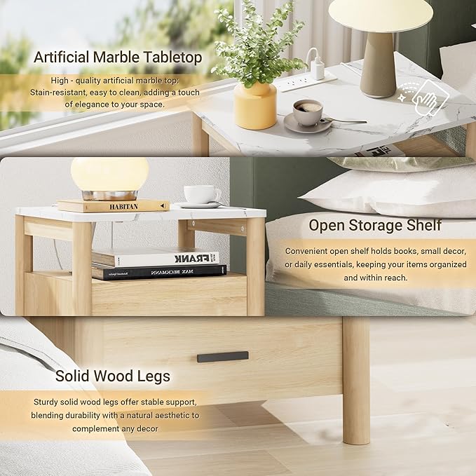 FavourLife Night Stand, Modern Large Nightstand - Image 3