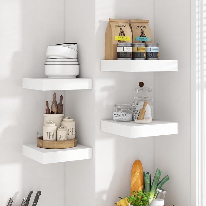 Axeman Square Floating Shelves for Wall, 4 Pack Wall Mounted Floating Shelf - Image 2