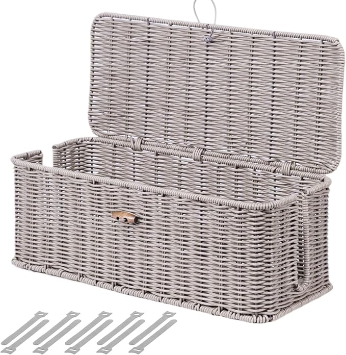 BROWNLILY Cable Management Box, Rattan Style Cord Organizer by Unknown