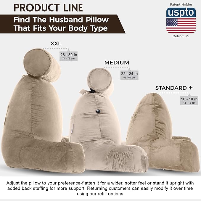 Husband Pillow XXL Aspen Edition, Adult Reading Sit Up Bed Rest Pillow - Image 4