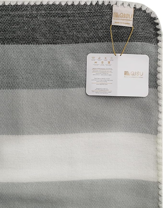 Qisu Ecuadorian Wool Blanket . Queen, Warm Throws | Hand-Woven Craftsmanship | - Image 4