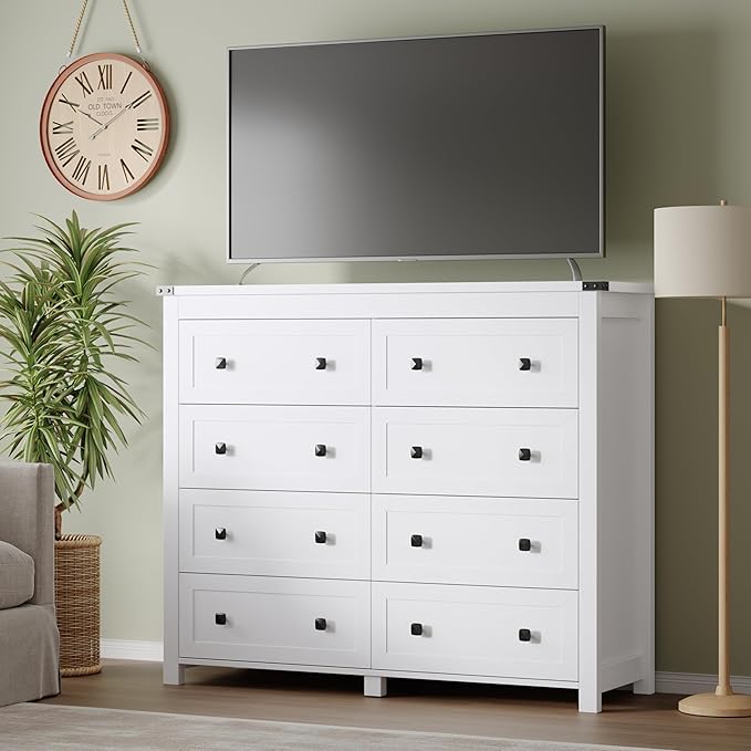 Tall 8-Drawer Dresser, Modern Wooden Storage Chest of Drawers, Dresser TV Stand - Image 5
