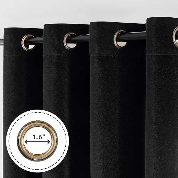 Joydeco Black 100% Blackout Curtains 90 Inch 2 Panels, Luxury Thermal Insulated - Image 3