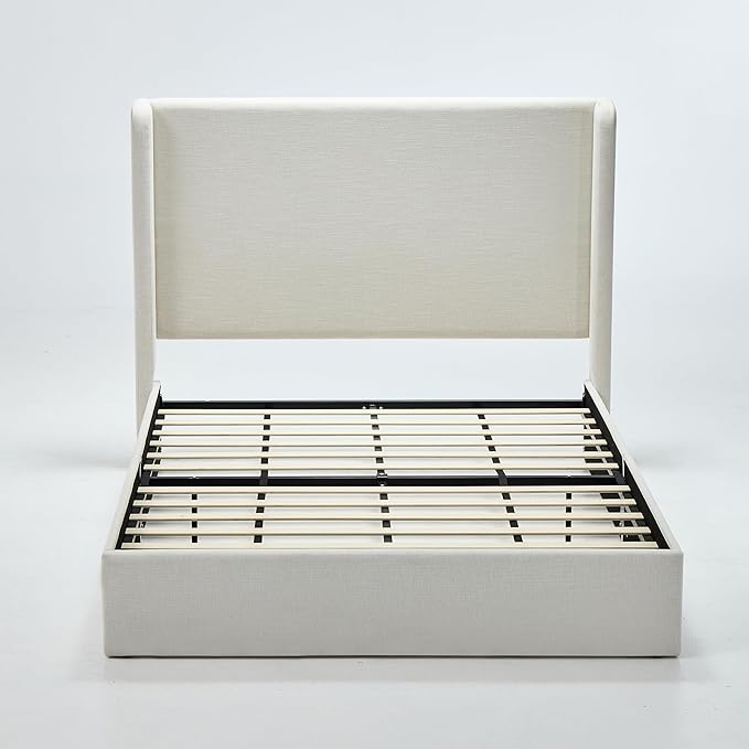 Queen Size Upholstered Bed Frame, Harper 54" Tall Headboard Platform Beds - Image 9