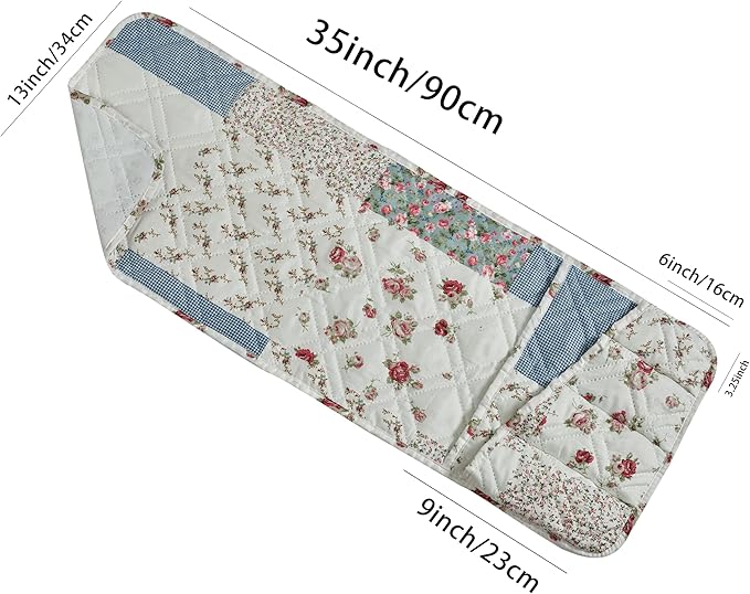Brilliant Sunshine Pink Rose Patchwork Couch Armrest 5 Pockets Organizer - Image 4
