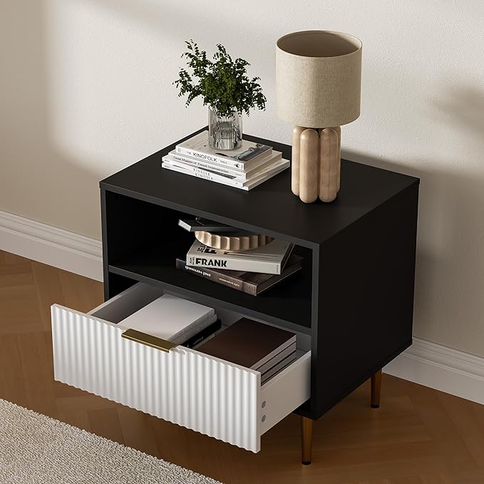 Nightstand with Drawer, End Table with Storage, Bed Side Table with Open Space - Image 5