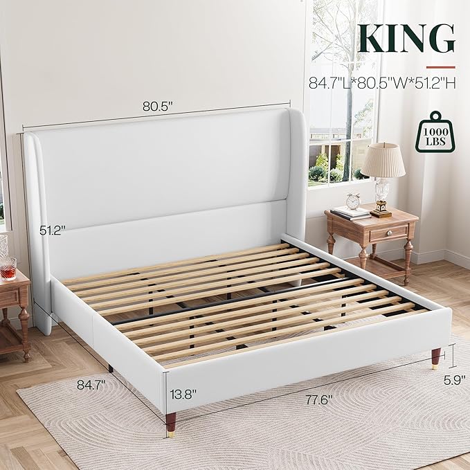 Jocisland King Upholstered Platform Bed Frame - Image 2