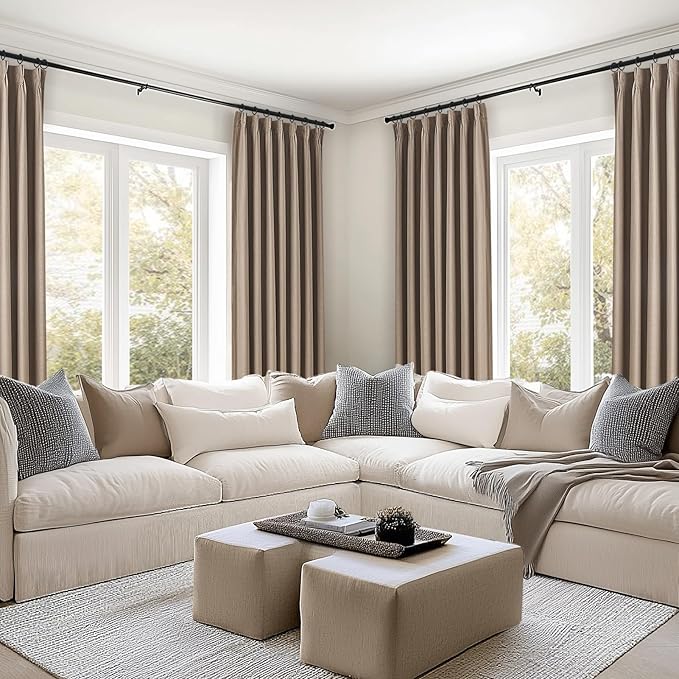 Topfinel Greige 90 Inches Long Blackout Natural Linen Curtains - Image 6