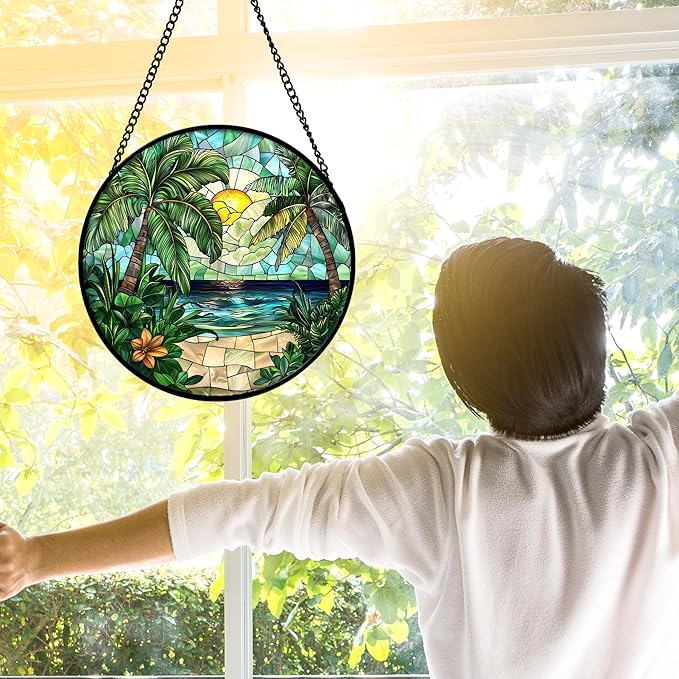 DASTOLL Stained Glass Window Hanging, and Mom 11.8x11.8 in - Image 4