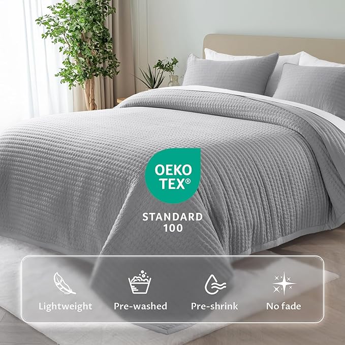 KASENTEX Oversized Queen Quilt Set 102"x106" – Soft Washed 3-Layer Lightweight - Image 2