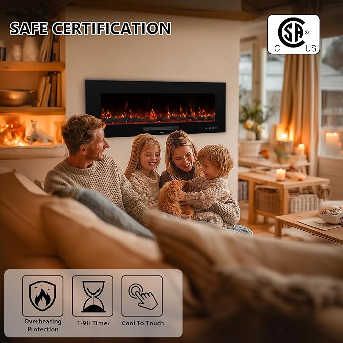 50" Electric Fireplace, Recessed & Wall Mounted Fireplace Heater 13 * 13 Colors - Image 2