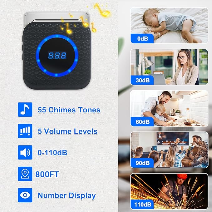 Wireless Door Chime for Business When Entering Door Chimes When Door Opens for - Image 5
