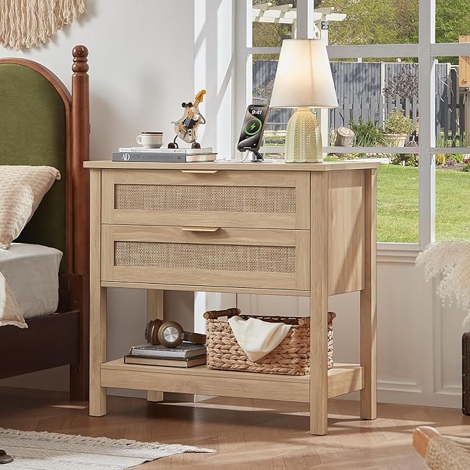 LEYAOYAO 31.5" Wide Rattan Night Stand - Image 7