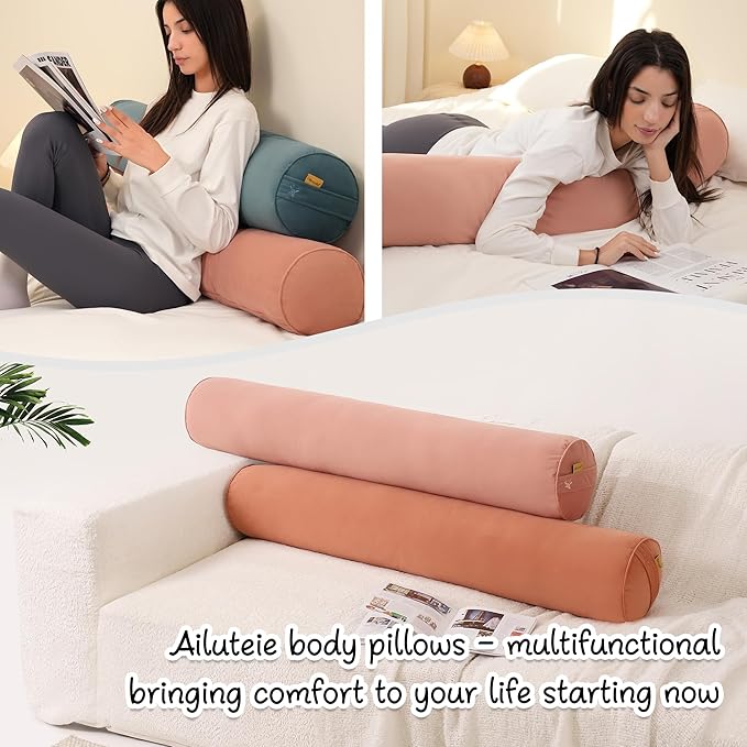 Body Pillow for Adults – Long Bolster Pillow for Bed, Round Cuddle Pillow - Image 7