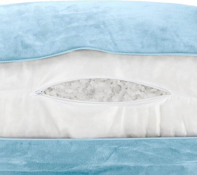 Husband Pillow Sky Blue, Original Reading Pillow in Bed Rest Chair, Shredded - Image 7