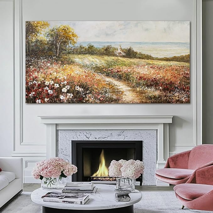 YETHEN WAL Floral Country Meadow Canvas Wall Art – Extra Large Cottage - Image 7