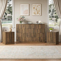 8 Drawer Dresser & Nightstand Set 3-Piece, 55” Wide Fluted Walnut Dresser and by NOVAMAISON