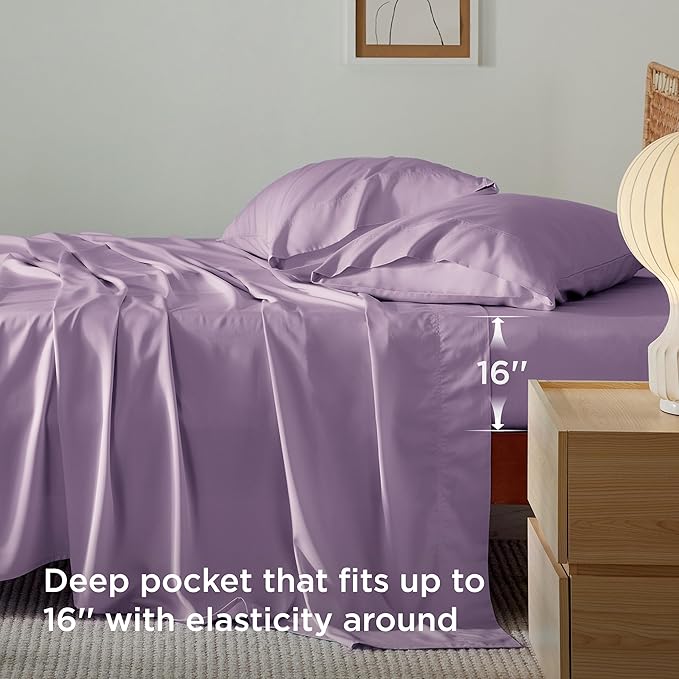 Bedsure Full Size Bed Sheets, Cooling Sheets, Rayon Derived from Bamboo - Image 4