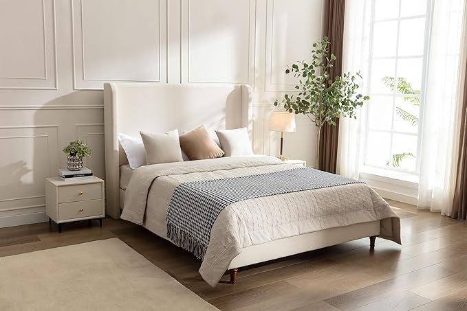 California King Size Upholstered Bed Frame, Platform Bed Frames - Image 3