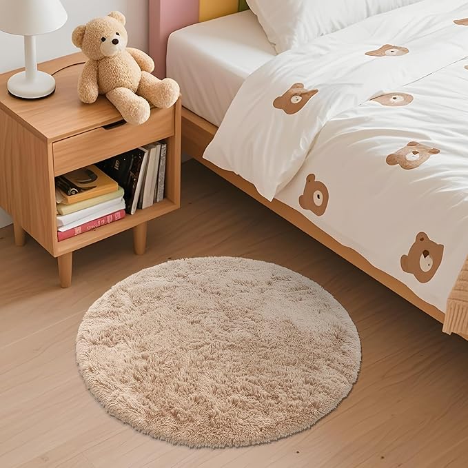 OLANLY Beige Round Rugs for Bedroom - Image 2