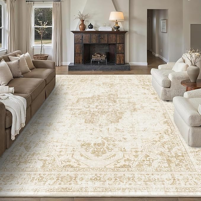 9x12 Vintage Washable Area Rugs Boho Medallion Large Distressed Retro Accent by HOME