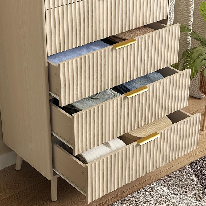 CARPETNAL Fluted 5 Drawers Dresser - Image 6