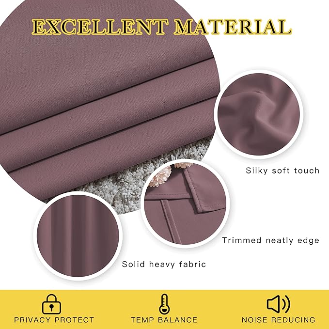 NICETOWN Dry Rose Blackout Curtains 84 inch Length 2 Panels, Grommet Thermal - Image 4