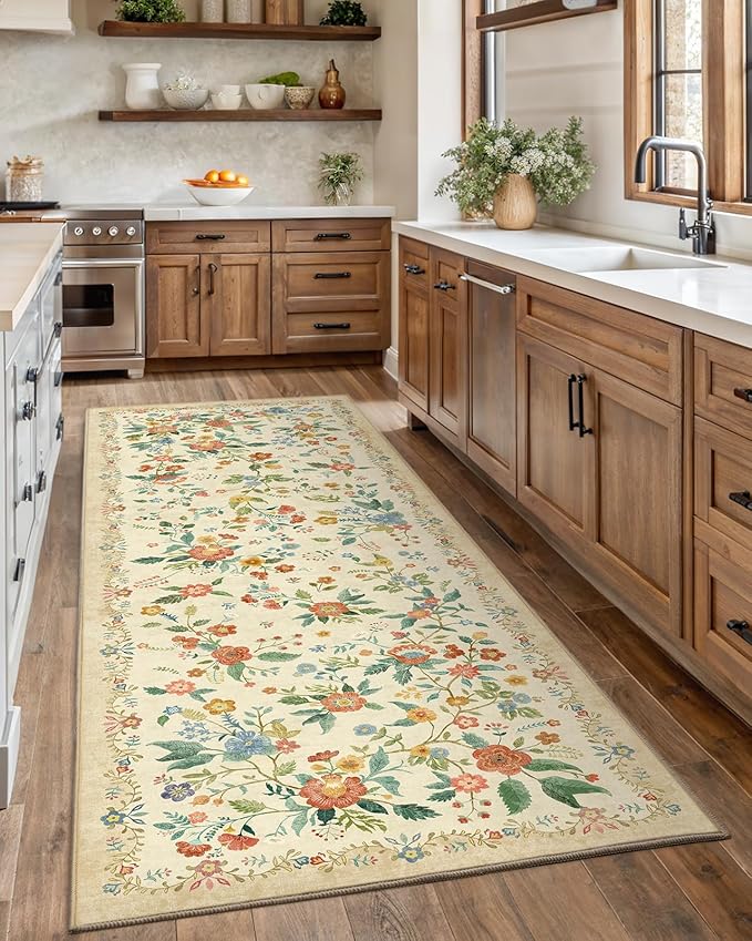 Amada 2.6x8 Washable Runner Rug, Non-Slip & Low-Profile Kitchen Area Rug - Image 2