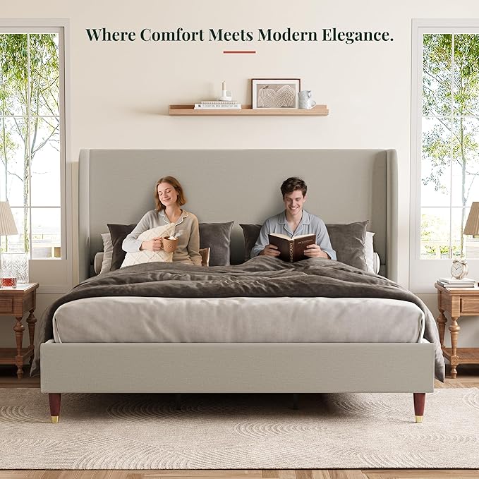 Jocisland 51.2" H Queen Bed Frame Upholstered Bed Platform Bed - Image 4