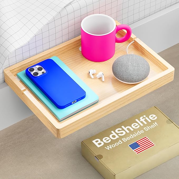 BedShelfie Wood Bedside Shelf for Bunk Bed & Top Bunk, College Dorm Room by BedShelfie