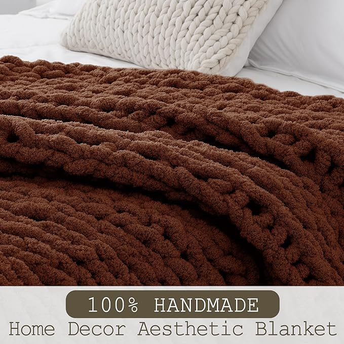 Chunky Knit Throw Blanket 50"X 60", 100% Handmade - Image 2