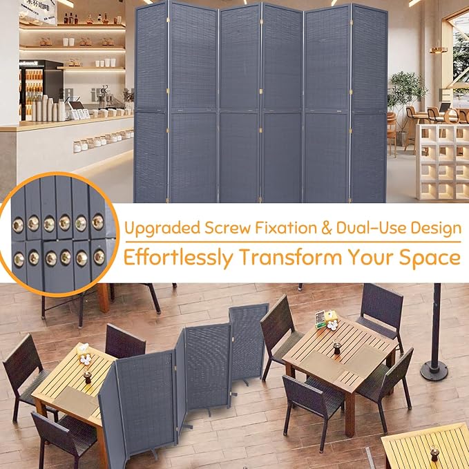 Bamboo Room Divider Folding Privacy Screens, Wall Divider - Image 7