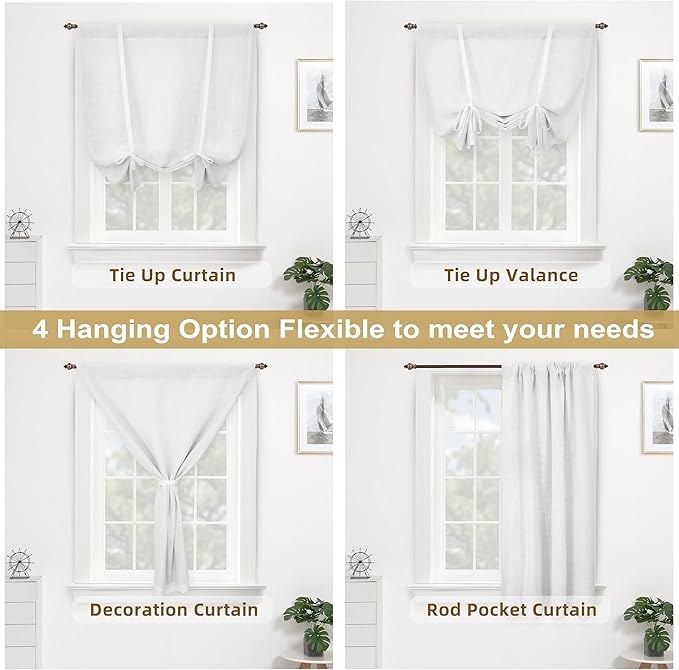 DriftAway Double Layer Linen Blackout Tie Up Curtains Thermal Insulated Fully - Image 7