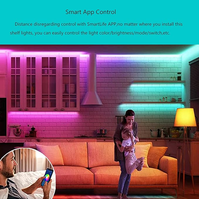 Smart Under Cabinet Lighting Strip Lights White & Color Changing Dimmable Work - Image 3