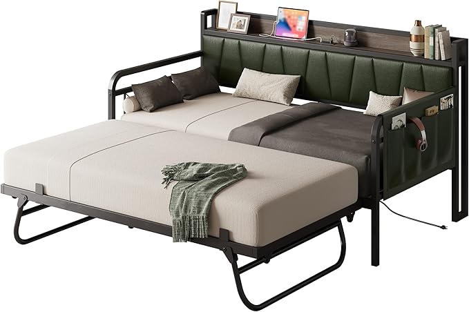 LIKIMIO Daybed with Trundle Bed, Twin XL Bed Frame with Storage Headboard and - Image 9