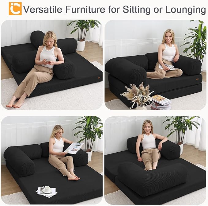 COMAX Folding Sofa Bed Queen 4-in-1 Foldable Floor Couch Convertible Futon Sofa - Image 5