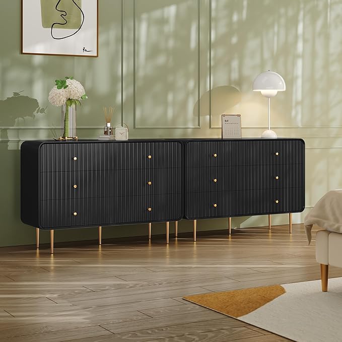 HLR Fluted 6 Drawers Dresser, Dresser TV Stand by HomeDeservesaRelaxLiving