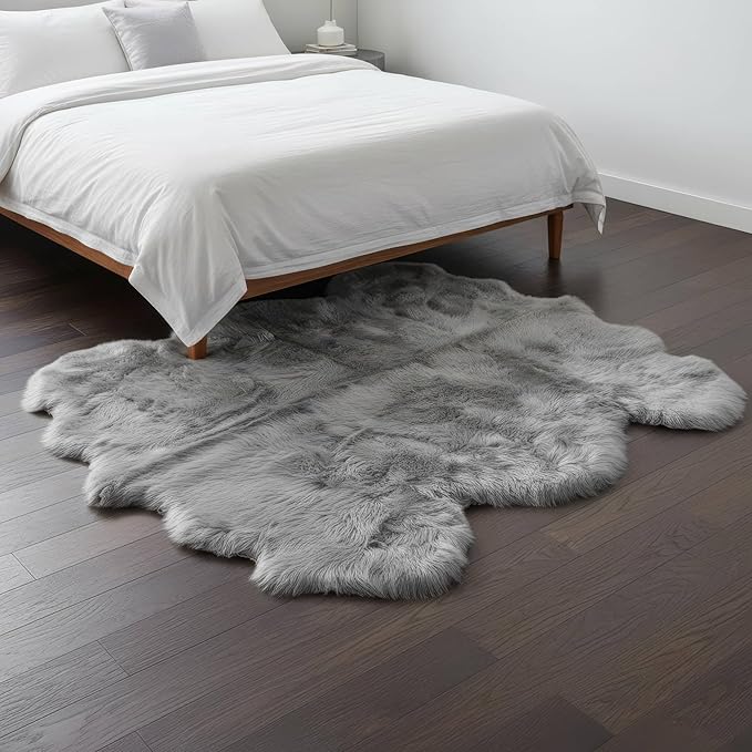 Premium Genuine Sheepskin Rug 5' x 6' Long Fur Soft & Natural Shaggy Living - Image 5