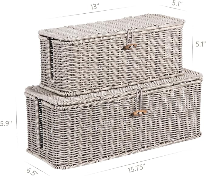 BROWNLILY Cable Management Box, Rattan Style Cord Organizer - Image 3