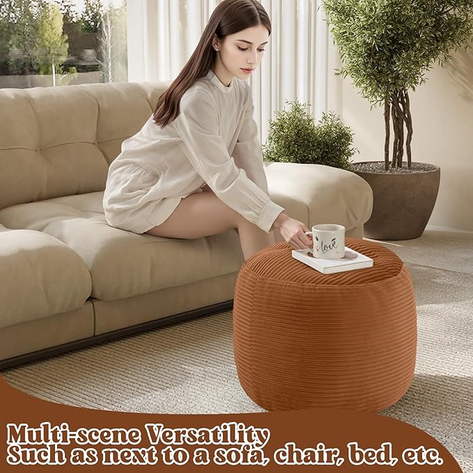 MeMoreCool Stuffed Round Pouf Ottoman Foot Rest, Floor Pouf Foot Stool - Image 7