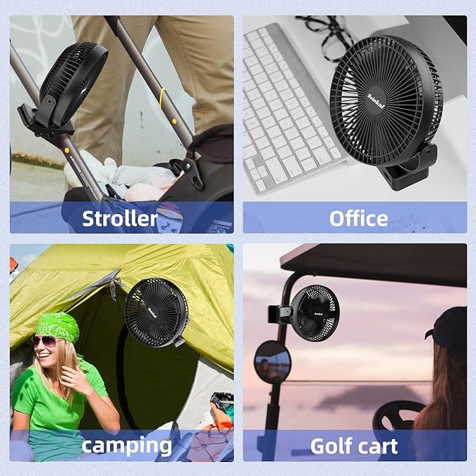 Svinkal Portable Clip on Fan 10000mAh Battery Powered, USB Type C, Supports - Image 6